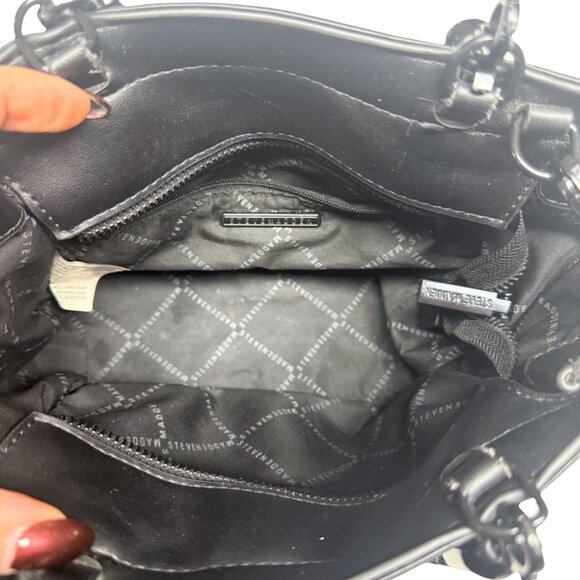 Steve Madden “Bhaymann” Woven Black Satchel – Braided Handle - Picture 11 of 13